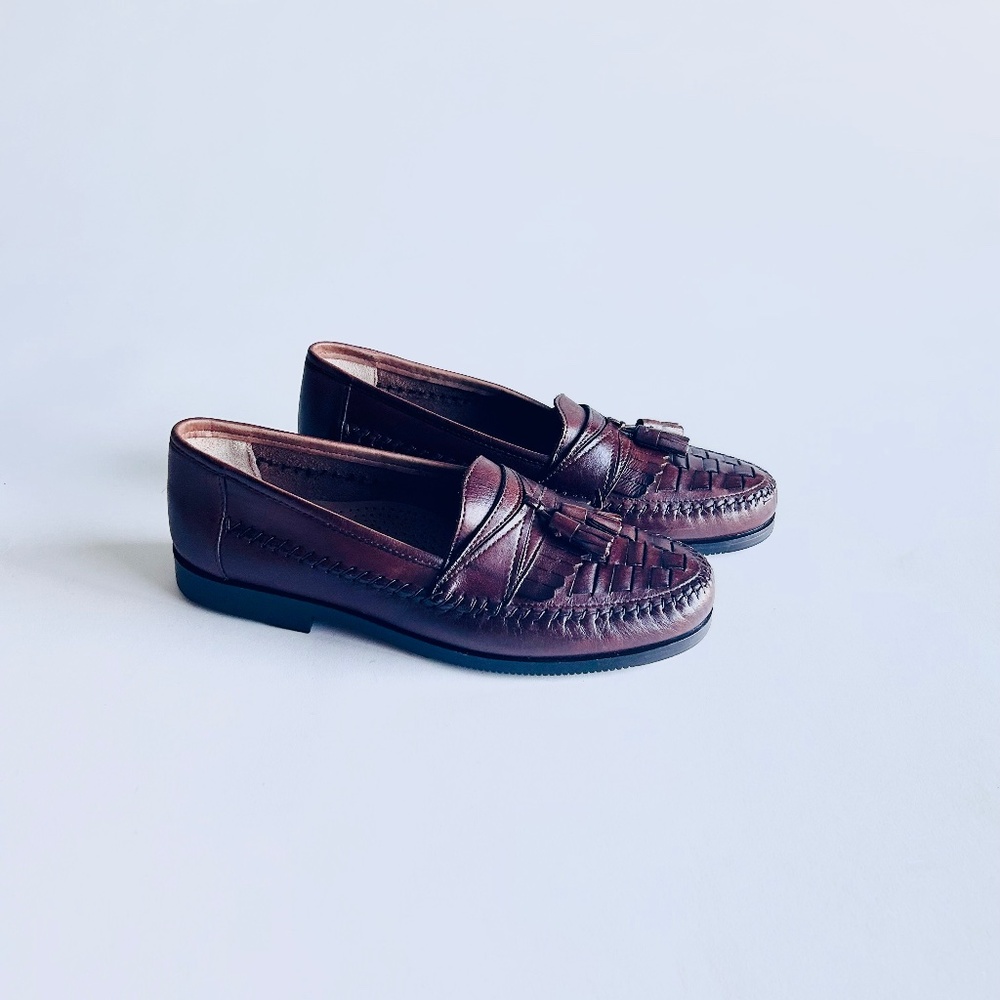 Men’s Giorgio Brutini Brown Leather Tassel Weaving Loafers size 9.5 D.